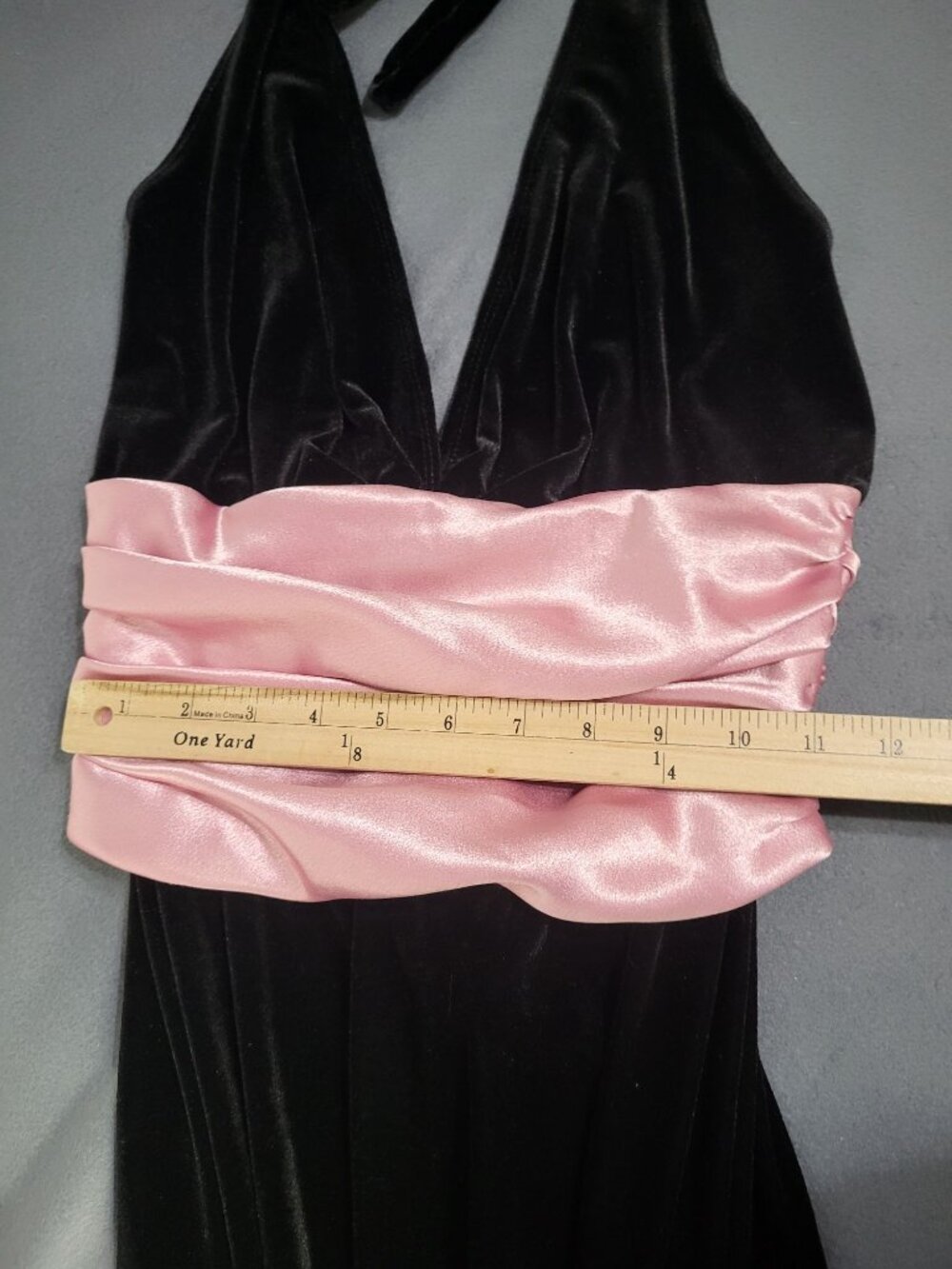 Jessica McClintock Gunne Sax VTG 90's Black Velvet Halter Dress Whimsigoth Glam - Picture 4 of 12